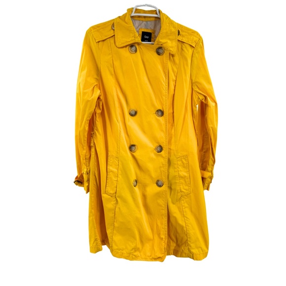 GAP Jackets & Blazers - GAP Women's Bright Yellow cotton lightweight peacoat Raincoat L double breast